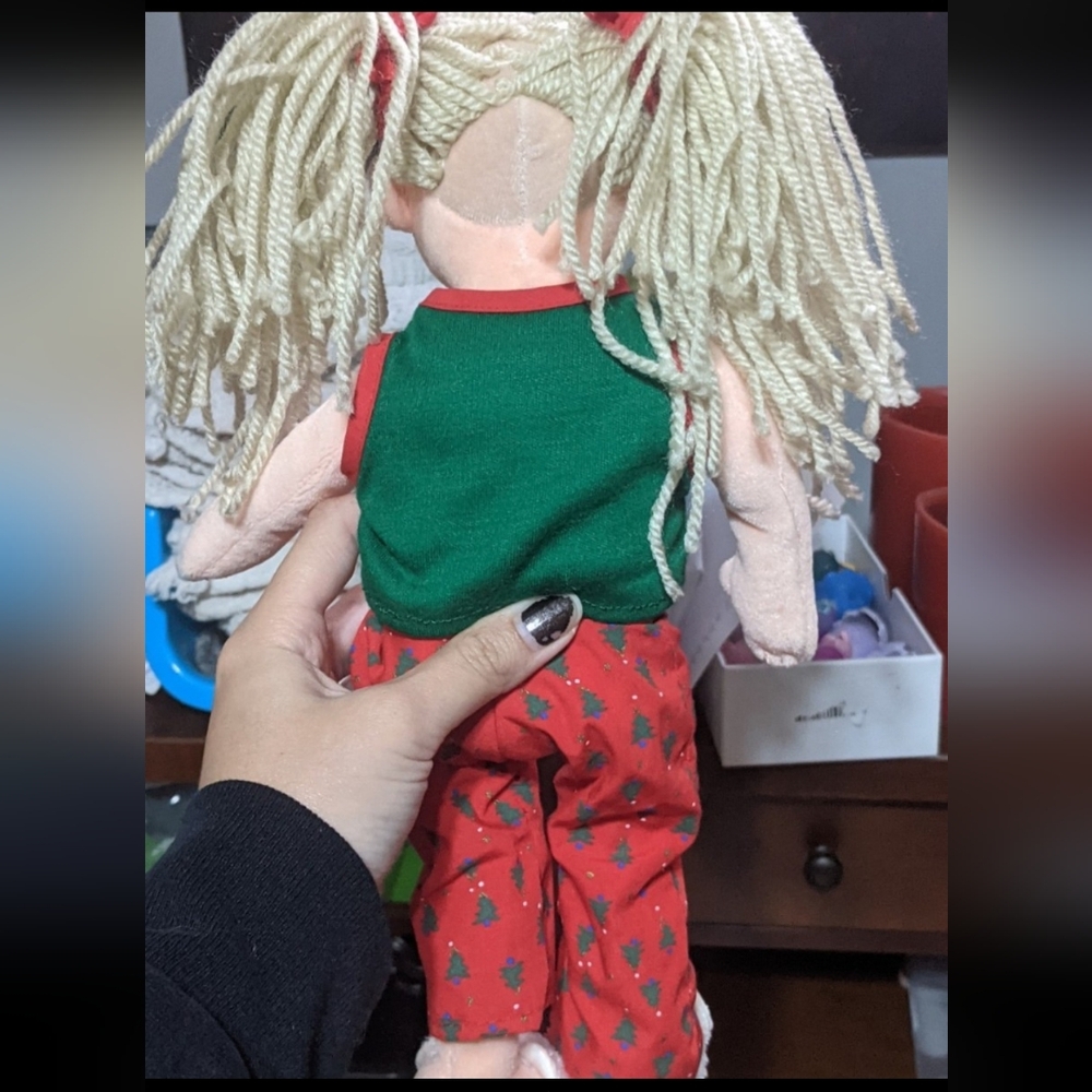 Plush Doll with Red Outfit and Blonde Hair - Picture 3 of 11